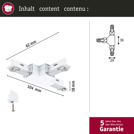 Conector T URail 104x62mm, max. 1000W, alb Signal [5]