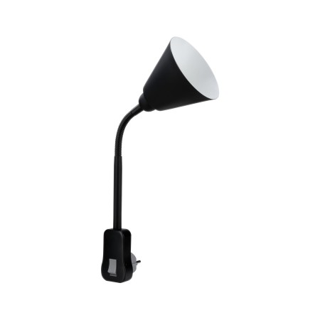 Iluminat de asistentă - Lampă mobilă cu ștecher Junus E14, neagră, cu braț flexibil