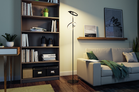 Lampadar LED Odila,  temperatură de culoare variabilă, 2x1200lm, 2x10.4W, negru mat, crom [1]