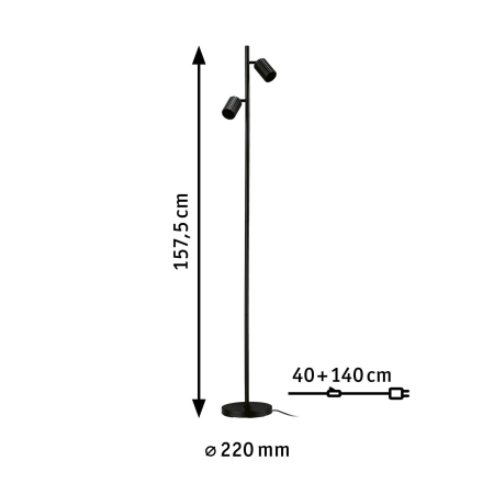 Lampadar Lirena, GU10, 1575mm, max. 2x7W, negru mat, metal [1]