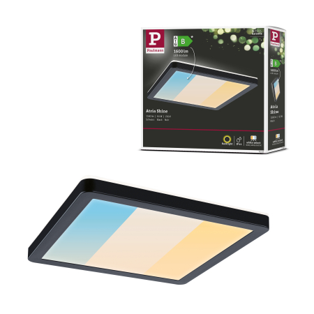 Panou LED Atria Shine, IP44, pătrat, 190x190mmm 8W, 1160lm, 3000 - 6500K, negru [7]