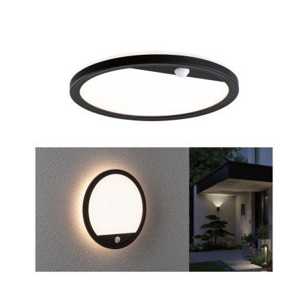 Aplice - Panou LED de exterior Lamina cu senzor de mișcare 14,5W negru, IP44