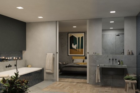 Panou încastrabil Areo VariFit LED, Dim to Warm, IP44, pătrat, 175x175mm, 2000 - 4000K, crom mat, cu flux luminos variabil [11]