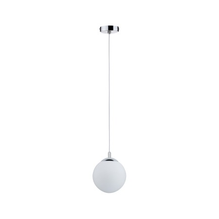 Pendul Globe cu fir textil gri, IP44, max 20W E27 satin/crom 230V sticlă/metal [1]