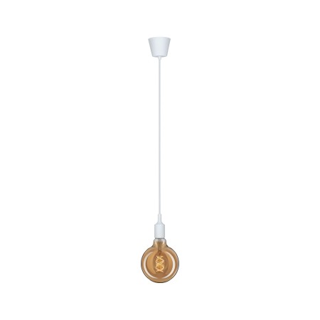 Pendul Ketil cu fir textil alb E27 2m max 1x20W cu soclu și bază albe, silicon-metal 230V [3]