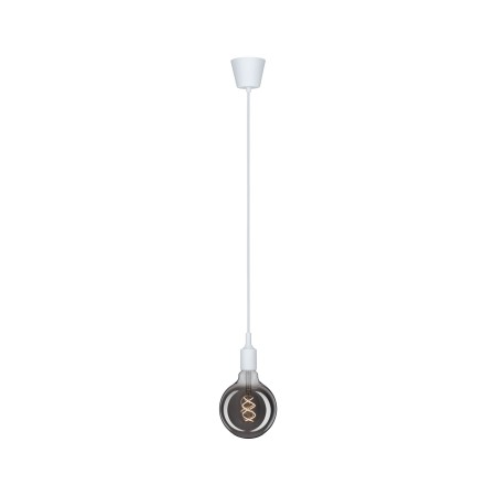 Pendul Ketil cu fir textil alb E27 2m max 1x20W cu soclu și bază albe, silicon-metal 230V [4]