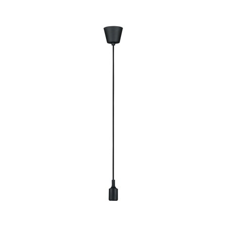 Penduluri - Pendul Ketil cu fir textil negru E27 2m max 1x20W cu soclu și bază negre, silicon-metal 230V, IP44