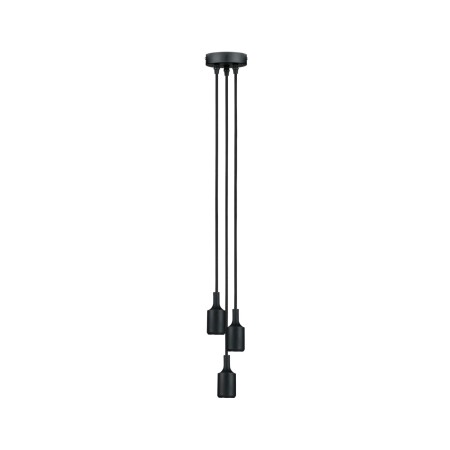 Pendul Ketil cu fir textil negru E27 2m max 3x20W cu soclu și bază negre, silicon-metal 230V [1]