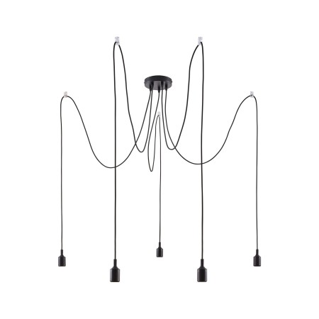 Pendul Ketil cu fir textil negru E27 2m max 5x20W cu soclu și bază negre, silicon-metal 230V [4]