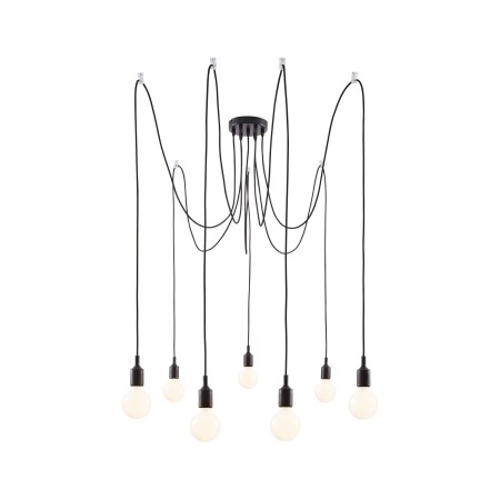 Pendul Ketil cu fir textil negru E27 2m max 7x20W cu soclu și bază negre, silicon-metal 230V [3]
