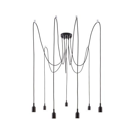 Pendul Ketil cu fir textil negru E27 2m max 7x20W cu soclu și bază negre, silicon-metal 230V [4]