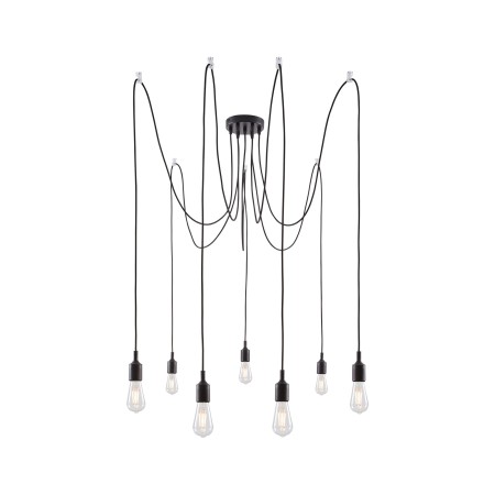Pendul Ketil cu fir textil negru E27 2m max 7x20W cu soclu și bază negre, silicon-metal 230V [2]