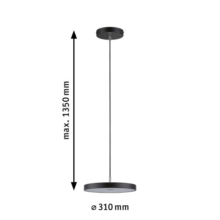 Penduluri - Pendul LED Hildor, 22W, 2700K, 1600lm, 230V, flux luminos variabil în 3 pași, negru mat
