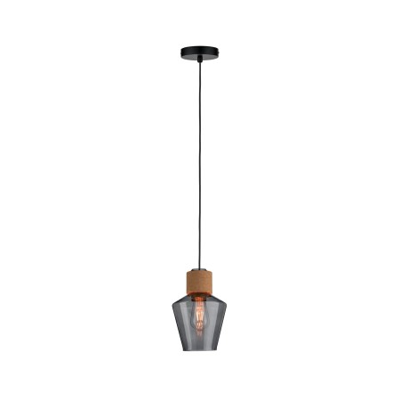 Pendul Neordic Edla cu fir textil max1x20W E27 sticlă afumată/plută/negru 230V sticlă/plută/metal [1]
