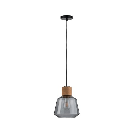 Pendul Neordic Elia cu fir textil max1x20W E27 sticlă afumată/plută/negru 230V sticlă/plută/metal [2]