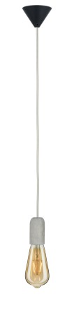Pendul Neordic Jano cu fir textil gri max1x20W E27 cu soclu gri din beton și bază neagră din plastic 230V [3]