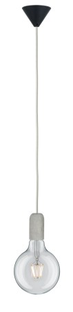Pendul Neordic Jano cu fir textil gri max1x20W E27 cu soclu gri din beton și bază neagră din plastic 230V [4]