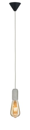 Pendul Neordic Jano cu fir textil gri max1x20W E27 cu soclu gri din beton și bază neagră din plastic 230V [1]