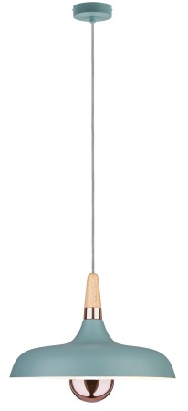 Pendul Neordic Juna cu fir textil 160mm max.1x20W E27 verde deschis/cupru/lemn 230V metal/lemn  [1]