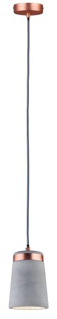 Pendul Neordic Stig cu fir textil negru max.1x20W E27 gri/cupru mat 230V beton/metal [2]