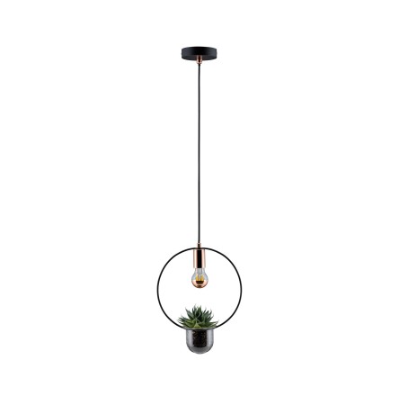 Pendul Neordic Tasja cu fir textil max1x20W E27 negru/cupru 230V metal [2]