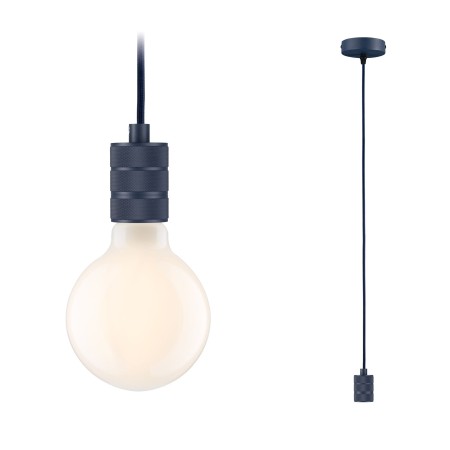 Penduluri - Pendul Neordic Tilla max1x60W E27,  albastru închis, 230V, textil/metal