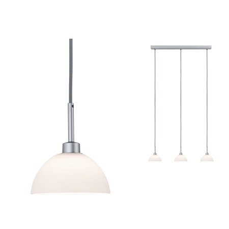 Penduluri - Pendul Parana cu trei fire textile gri, max.3x40W GU10 alb/crom mat 230V sticlă/metal