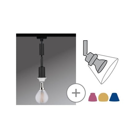 Penduluri - Pendul URail DecoSystems max 1x20W E14 230V negru mat, cablu textil