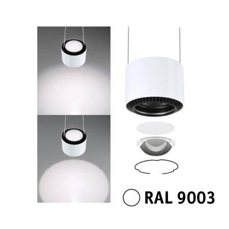 Pendul URail LED Aldan, 930lm / 530lm, 8,5W, 4000K, 230V, alb Signal, flux luminos variabil [1]