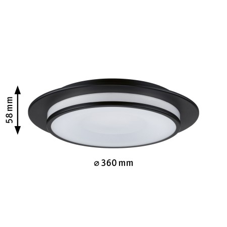 Iluminat interior - Plafonieră LED Egron, 2700K, 750lm, 230V, 16W, flux luminos variabil în 3 pași, negru mat