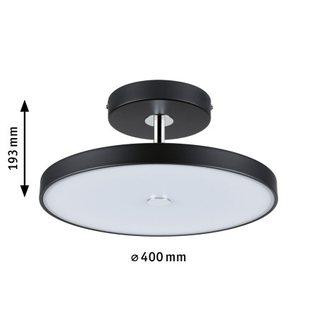 Iluminat interior - Plafonieră LED Hildor, 2700K, 2100lm, 230V, 26,5W, flux luminos variabil în 3 pași, negru mat-crom
