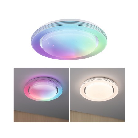 Aplicat - Plafonieră LED Rainbow RGBW 2650lm 230V 22W, crom-alb