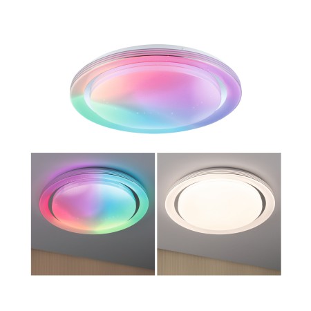 Aplicat - Plafonieră LED Rainbow RGBW 4750lm 230V 38,5W , crom-alb