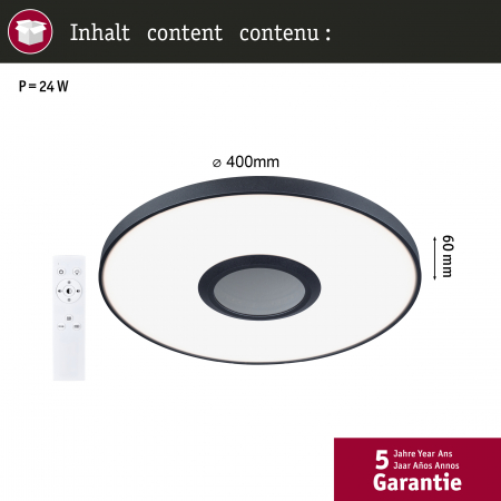 Plafonieră LED Spaceglow, RGB, 230V, 21W, negru mat [5]