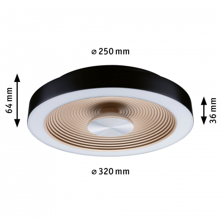 Plafonieră LED Volea, IP44, 3000K, 470lm/1650lm, 230V, 3,5/1x13W, flux luminos variabil, negru-auriu [4]