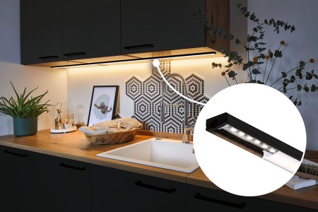 Profil Base pentru bandă LED, 2m, negru, cu difuzor alb [3]