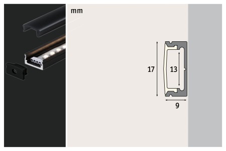 Profil Base pentru bandă LED, difuzor negru, 2m, negru [4]
