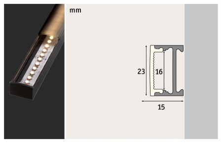 Profil Square pentru bandă LED, 2m, negru [2]