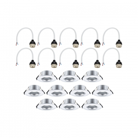 Set 10 spoturi incastrabile, fixe, rotunde, GU10, max. 10x10W, 230V, crom mat [4]
