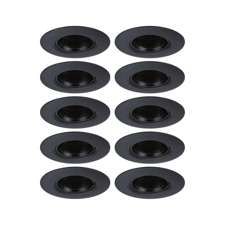 Spoturi incastrabile - Set 10 spoturi incastrabile, fixe, rotunde, GU10, max. 10x10W, 230V, negru
