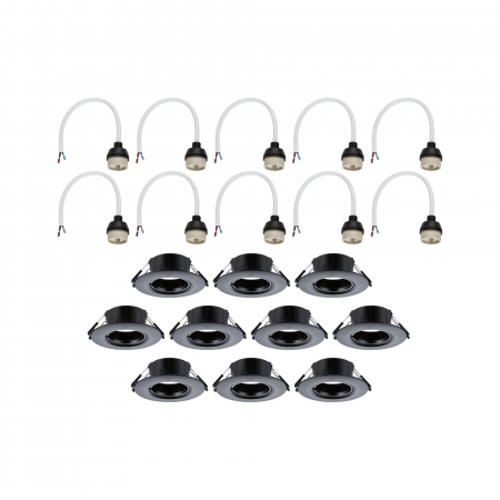 Set 10 spoturi incastrabile, fixe, rotunde, GU10, max. 10x10W, 230V, negru [4]