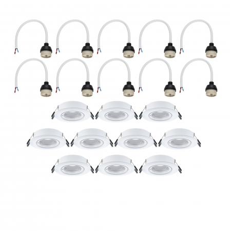 Set 10 spoturi încastrabile, orientabile, rotunde, 90mm, 30°, GU10, max. 10x10W, 230V, albe [4]