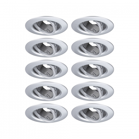 Spoturi incastrabile - Set 10 spoturi încastrabile, orientabile, rotunde, 90mm, 30°, GU10, max. 10x10W, 230V, crom mat