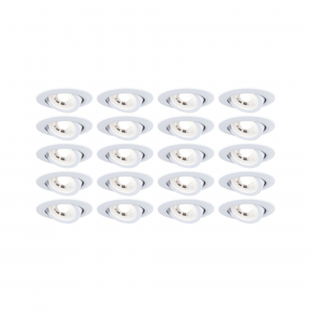 Spoturi incastrabile - Set 20 spoturi încastrabile LED, orientabile, 70°,  20x4,8W, 20x450lm, 230V, 3000K, alb mat