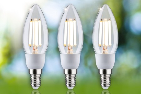 Set 3 becuri LED lumînare, cu filament, Eco-Line, 230V, E14, 3x525lm, 3x2,5W, 3000K, clar [3]