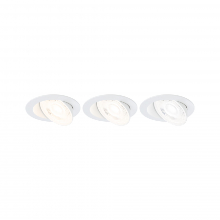 Set 3 spoturi încastrabile Aumus LED, rotunde, 105mm, 90°, 3x5W, 3x700lm, 230V, flux luminos variabil în 3 pași, temperatură de culoare variabilă 2700 - 6500K, albe [6]