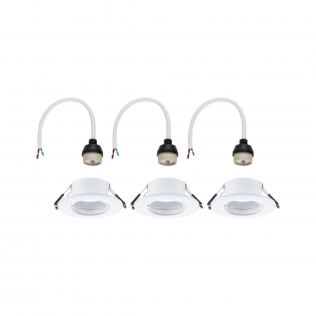 Set 3 spoturi încastrabile, fixe, rotunde, 90mm, GU10, max. 3x10W, 230V, albe [4]
