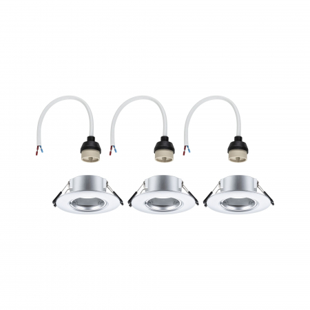 Set 3 spoturi încastrabile, fixe, rotunde, 90mm, GU10, max. 3x10W, 230V, crom mat [4]