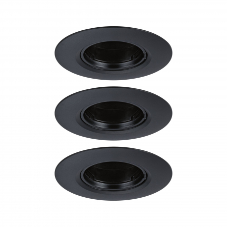 Spoturi incastrabile - Set 3 spoturi încastrabile, fixe, rotunde, 90mm, GU10, max. 3x10W, 230V, negru mat