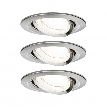 Spoturi incastrabile - Set 3 spoturi încastrabile LED Nova Coin, rotunde, 84mm, 50°, 3x2,8W, 3x505lm, 230V, 4000K, metal mat